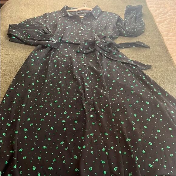 Halogen Black and Blue Long Sleeve Sundress - Picture 1 of 5